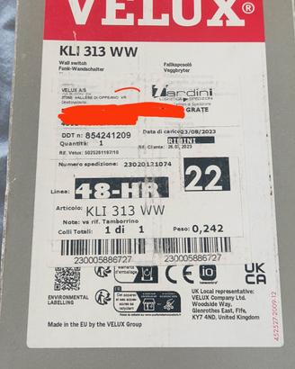 telecomando velux KLI 313 WW