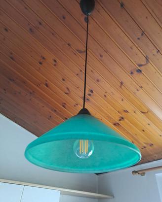Lampadario verde in vetro