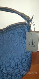 Borsa in tela blu Calvin Klein nuova