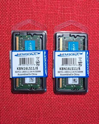 2x 8gb ram DDR3 1600 MHz Crucial (No ribassi)