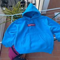 Felpa hoodie supreme size M cyan azzurro rosso