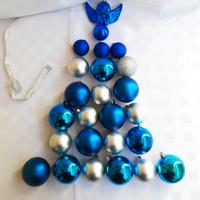 Palline blu bluette e argentate lucide e satinate