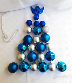Palline blu bluette e argentate lucide e satinate