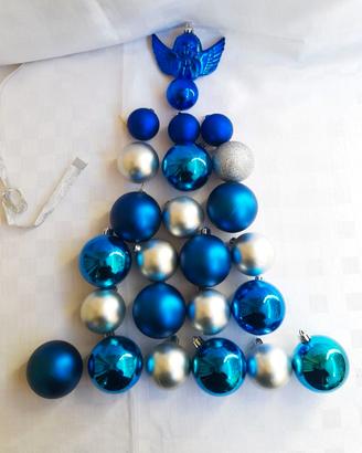 Palline blu bluette e argentate lucide e satinate