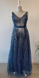 Vestito da cerimonia blu con lustrini nuovo