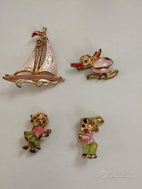 Set 4 Spille Vintage Anni '70 Smalto e Metallo