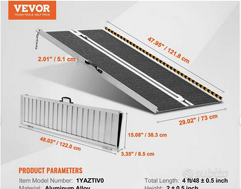 VEVOR Rampa per sedia a rotelle pieghevole