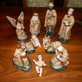 Statue natività in gesso 11 personaggi 24 cm