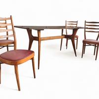 Tavolo e sedie di modernariato in stile Ico Parisi