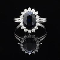 ANELLO MARGHERITA ORO 18KT 750 ZAFFIRO E BRILLANTI