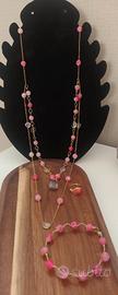 set collana doppia bracciale anelli agata quarzo