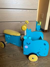 Janod ippopotamo cavalcabile in legno