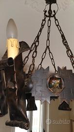 Lampadario vintage ferro battuto stile medievale