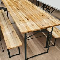 SET Tavolo e 2 Panche in legno Tutto Richiudibile 