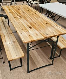 SET Tavolo e 2 Panche in legno Tutto Richiudibile 