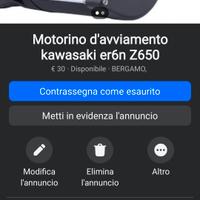 motorino d'avviamento Kawasaki er6n Z650 