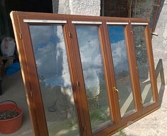 COPPIA FINESTRE LEGNO DOPPI VETRI 4 ANTE E BAGNO