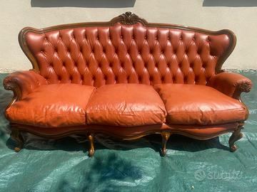 Divano classico 3 posti in pelle Chesterfield