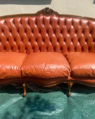Divano classico 3 posti in pelle Chesterfield