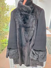 cappotto in lapin color nero