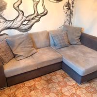 Divano angolare letto in color grigio tortora