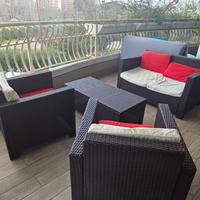 salotto giardino esterno in rattan resistente