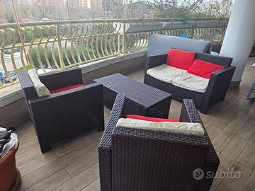 salotto giardino esterno in rattan resistente