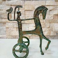 Grande figura bronzo carro Dea Atena vintage 