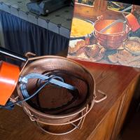 Paiolo in rame per polenta automescolante