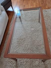 Tavolino in legno con vetro