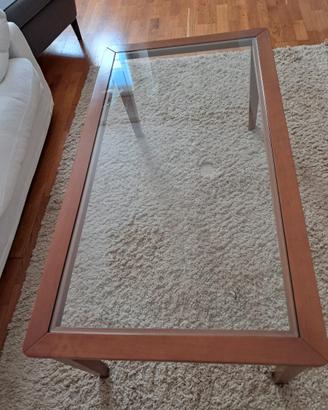 Tavolino in legno con vetro