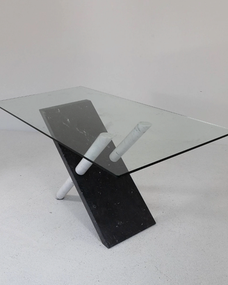 tavolo cristallo con base marmo Cattelan