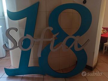 Scritta in legno 18 anni Sofia