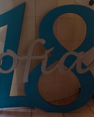 Scritta in legno 18 anni Sofia