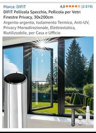 Pellicola specchio per vetri finestre privacy 
