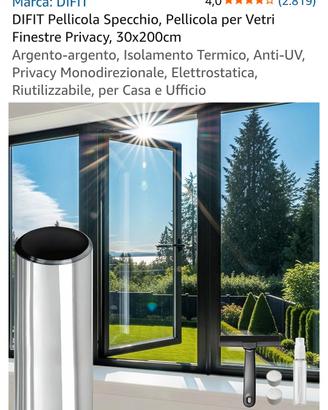 Pellicola specchio per vetri finestre privacy 