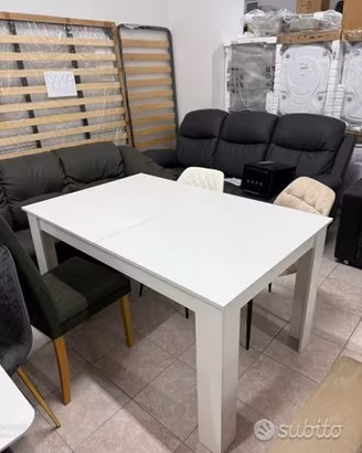 Tavolo tony in legno bianco allungabile 140x90