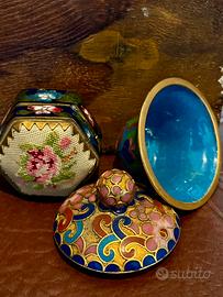 Coppia di scatoline vintage cloisonnè