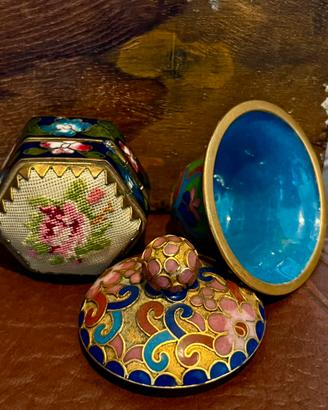 Coppia di scatoline vintage cloisonnè