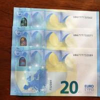 3 Bnconote da 20,00€  con Poker di N° 7
