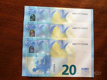 3 Bnconote da 20,00€  con Poker di N° 7
