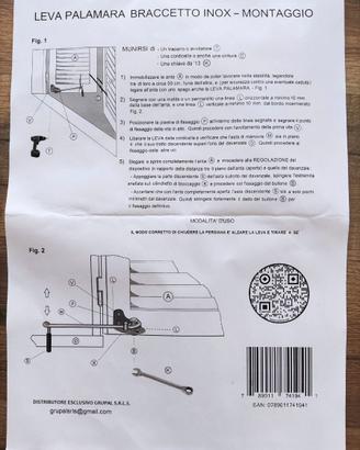 Leva PALAMARA braccetto inox dx/sx