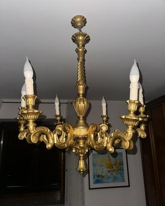 Lampadario in legno fatto e dipinto a mano!