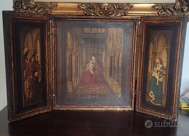 Trittico religioso Arte Sacra apribile in legno