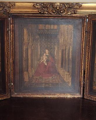 Trittico religioso Arte Sacra apribile in legno