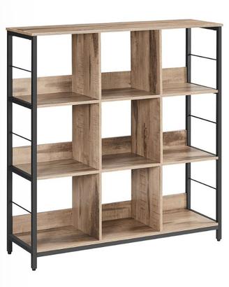 libreria color legno e nera stile industrial 
