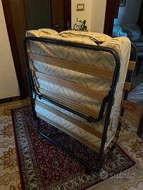 Rete a doghe singola con ruote e materasso - Nuovo