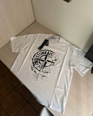 T-Shirt Stone Island unisex bianca nuova