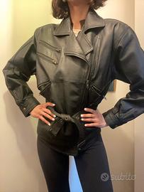 Giubbotto in vera pelle anni 80 con cintura