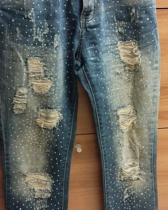 Jeans donna con strass